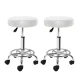 Artiss 2 White Salon Stools - Round Swivel Chair with PU Leather, Chrome Base, 360° Rotation & Adjustable Height