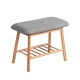Artiss Bamboo Shoe Rack Bench with Fabric Seat - Eco-Friendly, Durable, Easy Assembly, Holds 3 Pairs, Natural Finish