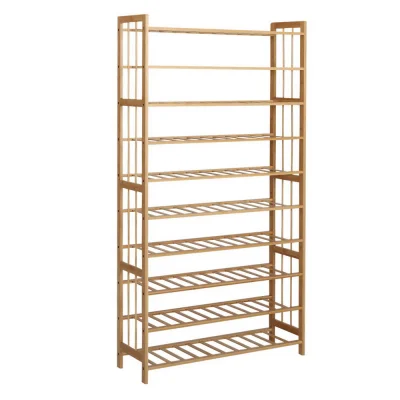 Artiss Bamboo Shoe Rack Cabinet, 10-Tier, Holds 50 Pairs, Eco-Friendly, Retro Design, Easy Assembly, Natural Finish