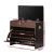 Artiss 3-Tier Shoe Rack Cabinet Bench, Walnut Finish, Holds 15 Pairs, PU Leather Seat, 57x30x53cm, Easy Assembly