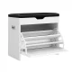 Artiss 3-Tier Shoe Rack Cabinet Bench - White PU Leather Seat, Holds 15 Pairs, Particle Board, 57x30x53cm, Easy Assembly