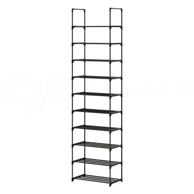 Artiss Dunn Shoe Rack DIY Stackable 10-Tier Black | Metal Frame & Plastic Connectors | Holds 20 Pairs | No Tools Needed