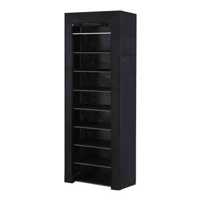 Artiss Chad 10-Tier Shoe Rack Cabinet with Removable Cover, Tool-Free Assembly, Fits 27 Pairs, Black, 1-Year Warranty