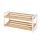 Artiss Kara 2-Tier Shoe Rack - White & Pine, E1 MDF Frame, Stores 6 Pairs, Stylish & Durable, Easy Assembly, 74x27x