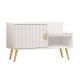 Artiss Shoe Rack Cabinet Bench, Particle Board, White, 80x36x48cm, Elegant Entryway Solution with PU Leather Seat