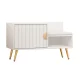 Artiss Shoe Rack Cabinet Bench, Particle Board, White, 80x36x48cm, Elegant Entryway Solution with PU Leather Seat