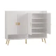 Artiss 5-Tier Shoe Rack Cabinet, White - Adjustable Shelves, Gold Metal Feet, Holds 30 Pairs, Elegant Entryway Storage
