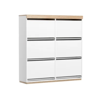 Artiss 3-Tier Shoe Rack Cabinet, White, 45 Pairs, 6 Flip-Out Drawers, Stylish Storage, Easy Assembly, 1-Year Warranty