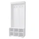 Artiss Max Hall Tree: 180cm White Shoe Rack Cabinet with Coat Hooks, Bench, Curved Edges, and Anti-Tipping Design