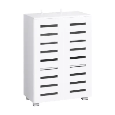 Artiss Alster 5-Tier Shoe Rack Cabinet, White, 20 Pair Capacity - Adjustable Shelves, Ventilated Doors, 60x33.5x87cm
