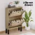 Artiss Lunar Shoe Rack Cabinet - 2 Drawers, Real Rattan, 6 Pairs Storage, 60x17x90cm, Pine & Black, Wall-Mount