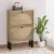 Artiss Lunar Shoe Rack Cabinet - 2 Drawers, Real Rattan, 6 Pairs Storage, 60x17x90cm, Pine & Black, Wall-Mount