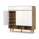Artiss Pine & White Shoe Rack Cabinet for 30 Pairs - 5 Tiers, 3 Drawers, Soft Close, Adjustable Feet, 120x32x112cm