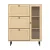 Artiss Shoe Rack Cabinet Pine 3 Flip-out Drawers, 3 Shelves, Fluted Glass & Faux Rattan Door, 99x24x125cm, Metal Legs