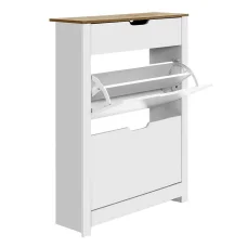 Artiss Shoe Rack Cabinet, Particle Board, White, 78x23.5x102.5cm, Modern Design, 16 Pairs Storage, Adjustable Shelves