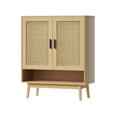 Artiss 5-Tier Rattan Shoe Rack Cabinet - Stylish Storage for 20 Pairs, Durable Particle Board, 80x35x98cm, Easy Assembly