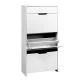 Artiss Shoe Rack Cabinet 24 Pairs White Luna, High Gloss Front, Adjustable Shelves, 3 Compartments, Top Drawer, 126cm