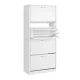Artiss Shoe Rack Cabinet - White, 4 Doors, Holds 60 Pairs, Melamine Particle Board, Adjustable Shelves, 160cm Tall