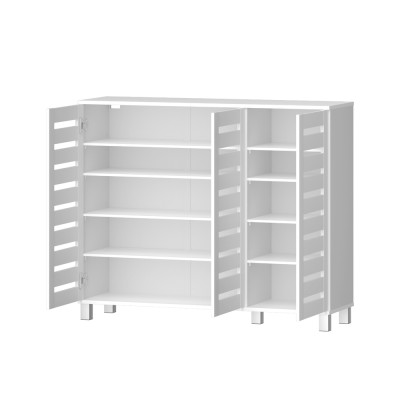 Artiss White Shoe Rack Cabinet: 5-Tier, 30 Pairs, Adjustable Shelves, Ventilated Doors, 114x33x97cm, Melamine Finish Artiss White Shoe Rack Cabinet: 5-Tier, 30 Pairs, Adjustable Shelves, Ventilated Doors, 114x33x97cm, Melamine Finish