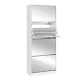 Artiss White Mirror Shoe Cabinet for 60 Pairs, Melamine Particle Board, 4 Compartments, Full-Length Mirror, 63x30x160cm