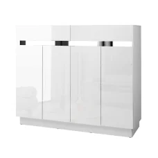 Artiss Lydia Shoe Rack Cabinet: 24-Pair Storage, Adjustable Shelves, High-Gloss Finish, White