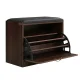 Artiss Kyla Walnut Shoe Rack Cabinet Bench, 2-in-1 Storage for 15 Pairs, Stylish PU Leather Seat, Easy Assembly