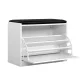 Artiss White Shoe Rack Cabinet Bench - 15 Pair Storage, PU Leather Seat, Adjustable Shelves, 120kg Capacity, 63x30x48cm