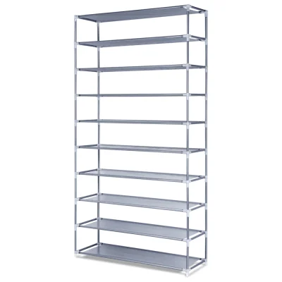Artiss Stackable 10-Tier Shoe Rack Cabinet, Grey - Holds 50 Pairs, Metal Frame, 85x26x160cm, Easy Assembly, 1-Year