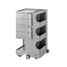 ArtissIn Storage Trolley Bedside Table, PP Material, Grey, 41x43.5x73.5cm, 5-Tier Boby Replica with Wheels,