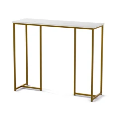 Artiss Marble Effect Console Table - White & Gold, 95cm, E1 Particle Board, Metal Frame, Space-Saving, 50kg Capacity