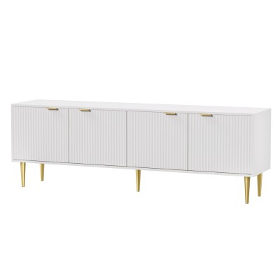 Artiss Riley Entertainment Unit - 180CM White TV Cabinet with 4 Doors, Metal Legs, Cable Management, Easy Assembly