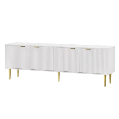 Artiss Riley Entertainment Unit - 180CM White TV Cabinet with 4 Doors, Metal Legs, Cable Management, Easy Assembly
