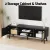 Artiss 150cm Black TV Unit Storage Cabinet, E1 Particle Board, 2 Side Cabinets, Solid Wood Feet, Gold Handles