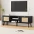 Artiss 150cm Black TV Unit Storage Cabinet, E1 Particle Board, 2 Side Cabinets, Solid Wood Feet, Gold Handles