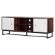 Artiss 150cm TV Unit, Walnut White, E1 MDF, 2 Cabinets, 2 Shelves, Carved Pattern, Soft-Close, Anti-Tip,