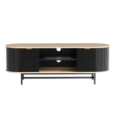 Artiss TV Entertainment Unit Storage Cabinet Black and Pine 140cm MDF Melamine, 2 Doors, Shelves, Cable Management