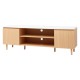 Artiss 180CM TV Cabinet Entertainment Unit Stand, White and Pine, Marble-Effect Top, Storage Cabinets, Wood Legs