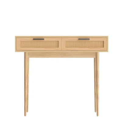 Artiss Console Table, Rattan Drawers, Eucalyptus Wood, 90x35x78cm, Stylish Entryway Furniture with Ample Storage