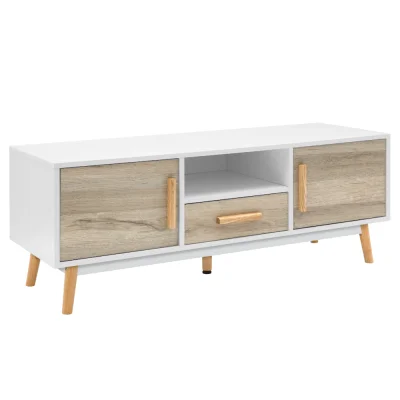 Artiss TV Cabinet Entertainment Unit - 120cm Scandinavian White & Wood, Anti-Scratch, Easy Assembly, Ample Storage