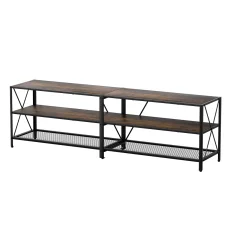 Artiss Entertainment Unit TV Stand, 176cm Vintage Walnut, 3-Tier Shelves, Metal Frame, Industrial Style, Sturdy