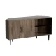 Artiss Elen Corner TV Cabinet, Mid-Century Modern, Walnut Finish, 120cm, Open Storage, Soft-Close Hinges, Metal Legs