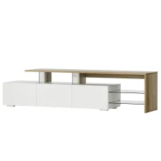Artiss 180cm TV Cabinet Entertainment Unit - Modern Dual-Tone Wood White, 3 Drawers, Tempered Glass Shelves, High Gloss