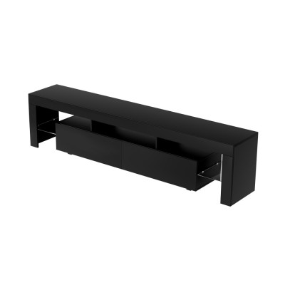Artiss TV Cabinet Entertainment Unit 200cm Black High Gloss RGB LED Lights Storage Drawers Modern Furniture
