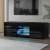Artiss 130cm Black LED TV Cabinet Unit with RGB Lighting, Push-to-Open, High-Gloss Finish, Tempered Glass Shelves