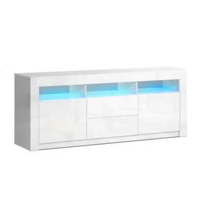 Artiss 160cm LED Entertainment Unit TV Cabinet - White, High Gloss, Customised Lights, Modern Storage Solution