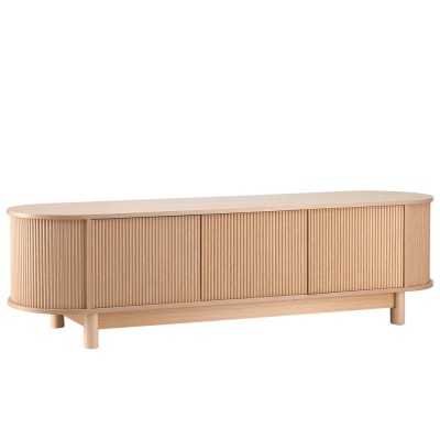 Artiss 160cm TV Entertainment Unit Storage Cabinet, Pine, Fluted Doors, Solid Wood Feet, Cable Management, E1 PB
