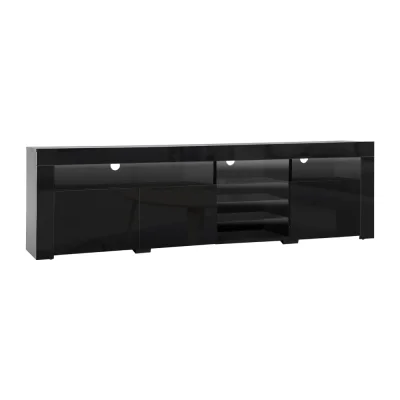 Artiss 180cm Black Entertainment Unit TV Cabinet with LED Lights, High Gloss Finish, Push-to-Open, 3 Cabinets, 6 Shelves