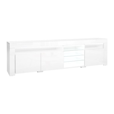 Artiss Entertainment Unit TV Cabinet 180cm White with Customised LED Lights, Push-to-Open, High-Gloss Finish