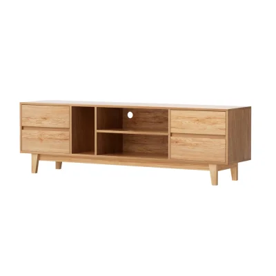 Artiss Asa 180cm Wooden Entertainment Unit – TV Cabinet with Storage Drawers & Shelves, Pine Finish, Easy Assembly