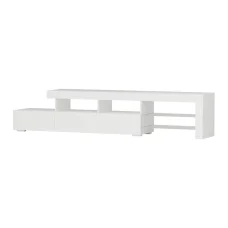 Artiss 215cm LED Entertainment Unit TV Cabinet - White, High Gloss, RGB Lighting, Glass Shelves, Modern Design
